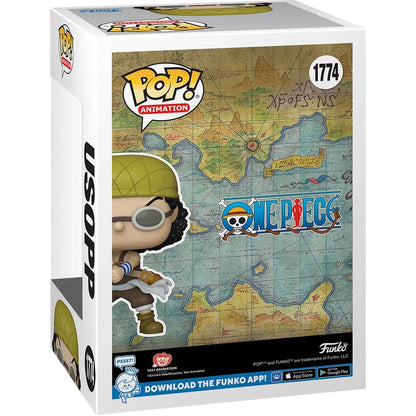 Boxed vinyl figure of Usopp with hat and goggles, Funko Pop-style collectible