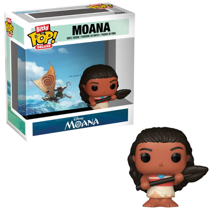 Moana Bitty Pop Deluxe figure with box packaging, brown hair, white dress