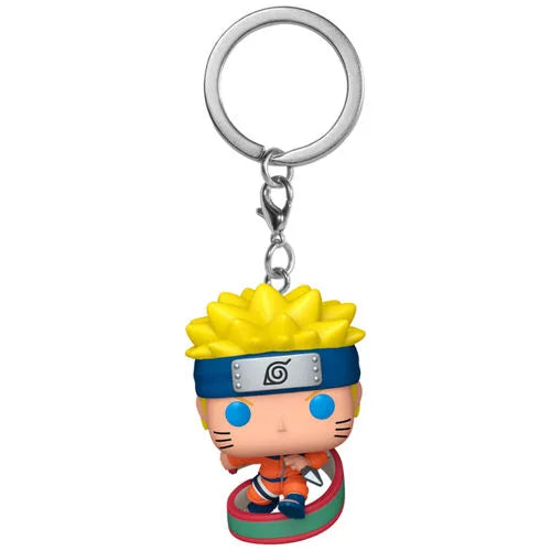 Naruto Uzumaki keychain figure with yellow hair, blue headband, and metal key ring