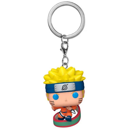 Naruto Uzumaki keychain figure with yellow hair, blue headband, and metal key ring