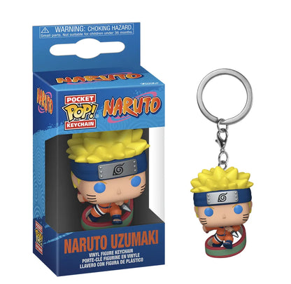 Naruto Uzumaki keychain with metal ring and hanging figure in orange and blue