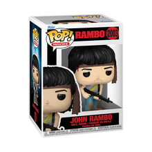 Funko Pop vinyl figure in window box, character holding rifle