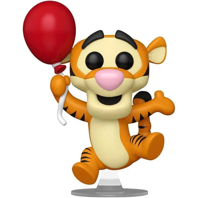Tigger character figure holding a red balloon on a gray base