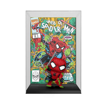 Spider-Hulk Funko Pop figure in window box, red-and-blue webbed suit