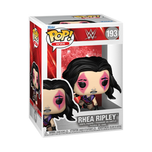 Funko Pop WWE Rhea Ripley boxed vinyl figure with black hair and purple outfit