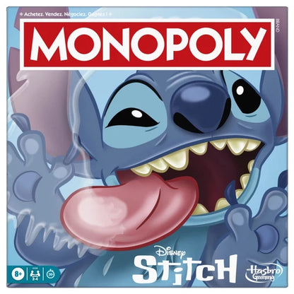 Monopoly Stitch Edition game box with large Monopoly logo and Stitch character