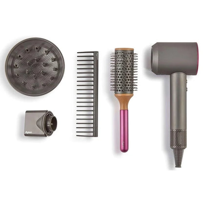 Dyson Beau pretend play hairdryer set with brushes, comb, and nozzles