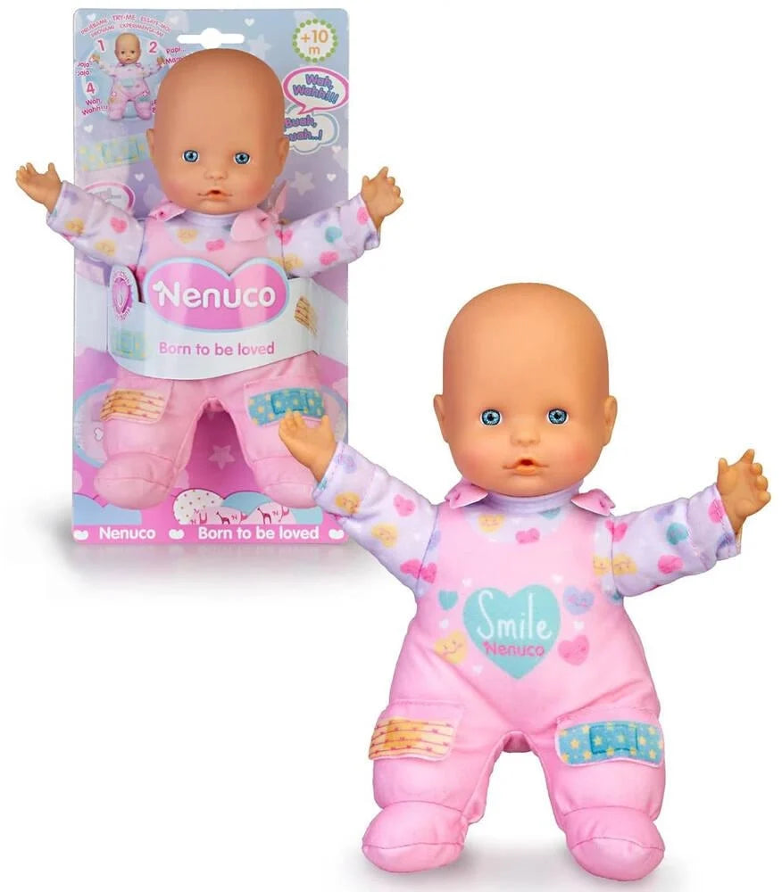 Pink heart-print baby doll in a doctor-style outfit with matching pajama set