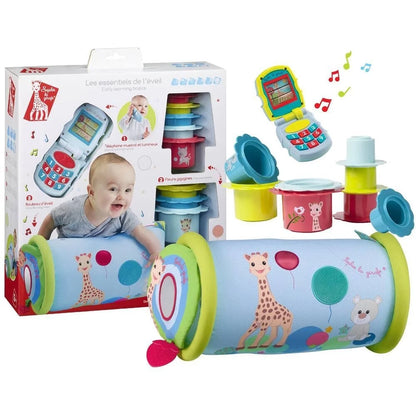Sophie the Giraffe early learning toy set with colorful phone and stacked rings
