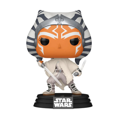 Ahsoka Tano Star Wars Funko Pop figure with striped headwrap and white outfit