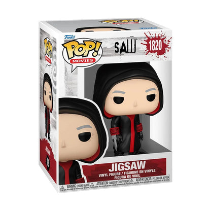 Jigsaw vinyl figure boxed, black hooded coat with red trim