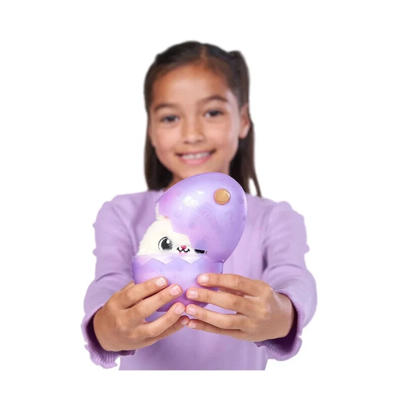 Purple mamacorn surprise toy with horn, held by a child