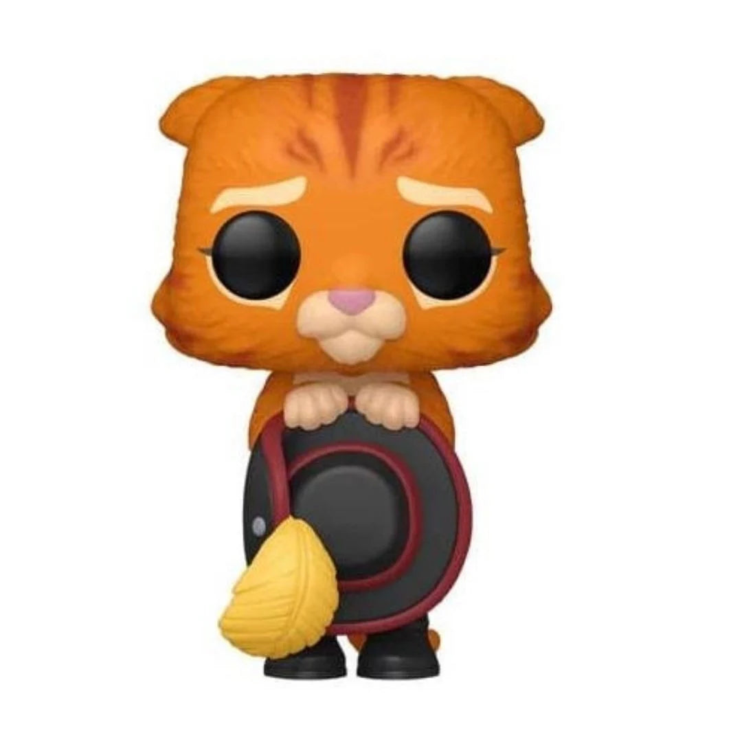Orange cat-style vinyl collectible figure with large black eyes and pouch bag