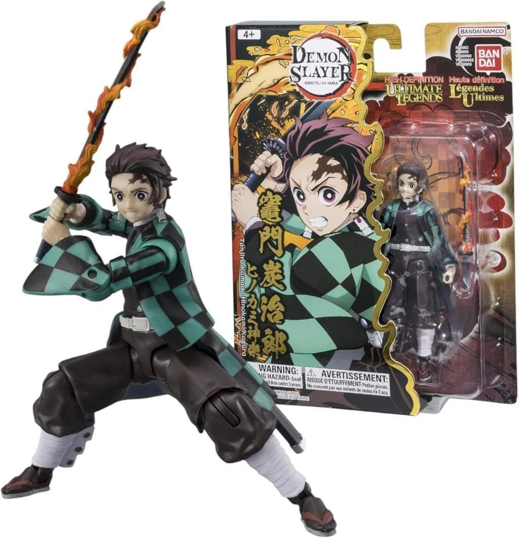 Tanjiro Kamado 12cm action figure with Demon Slayer box, green checkered outfit