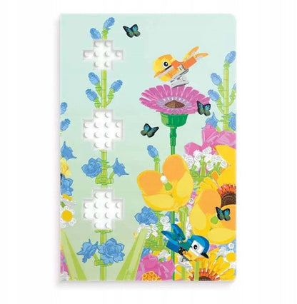 Botanical notebook with gel pen, colorful flower and butterfly cover art
