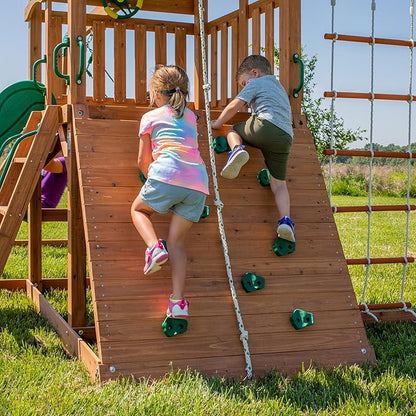 Doppelte Kletter-/Balancierseile an der Plattform des Holzspielsets