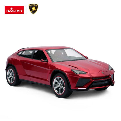 Red 1:24 remote control sports car, front three-quarter view with black grille