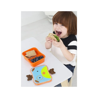 Unicorn-themed lunch kit with orange divider container and snack box