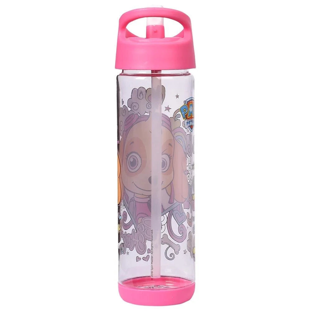 Kids 500ml Paw Patrol water bottle, pink lid with character face graphic.