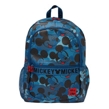 Smiggle 17" Mickey army backpack, blue with Mickey print and front pocket
