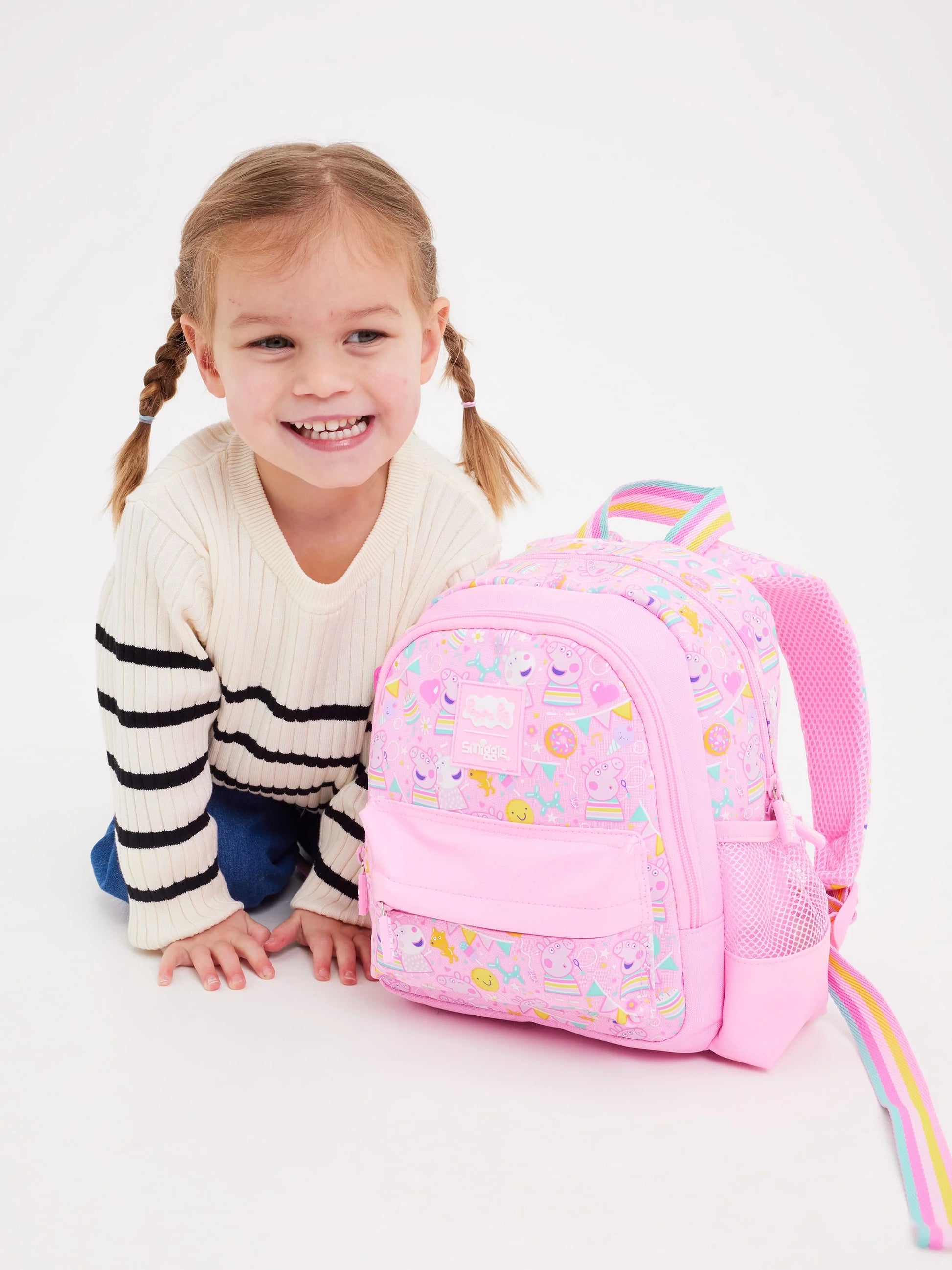 Smiggle 12" teeny tiny backpack in pink with Peppa Pig cartoon print