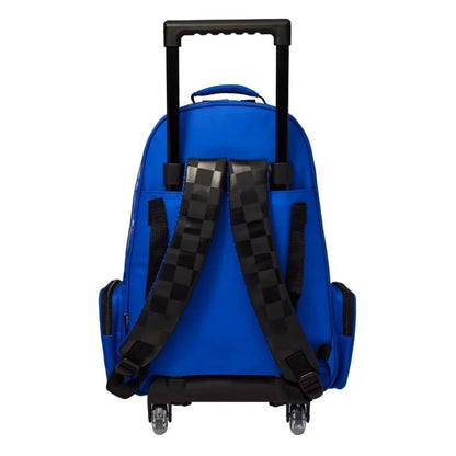 Smiggle 18-inch trolley backpack, blue with back straps and wheels