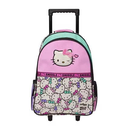 Smiggle 18" Hello Kitty trolley bag, purple with teal trim and cat face