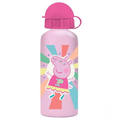 Pink Peppa Pig kids water bottle with flip-top lid and carry handle