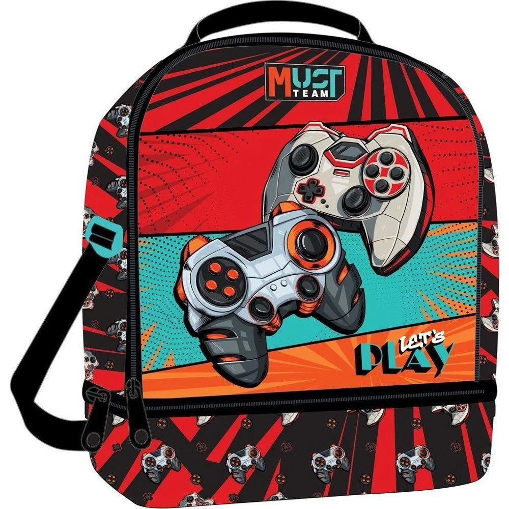 Insulated lunch bag, Must Team graphic, two compartments, adjustable strap