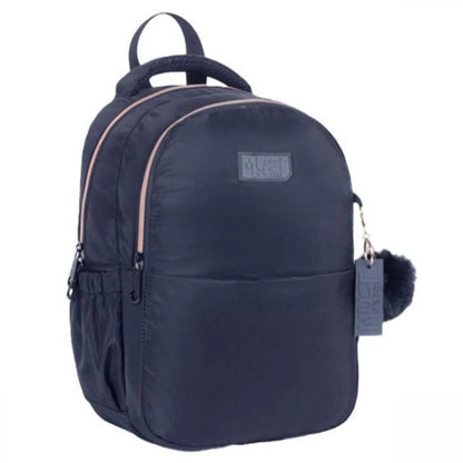 Must team backpack, dark navy, front zip pocket and top handle