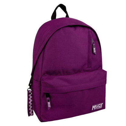 Violet classic backpack with front zip pocket and Must Team logo patch