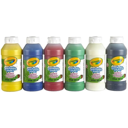 Washable paint bottle set of 6, yellow, blue, red, green, cream, and gray