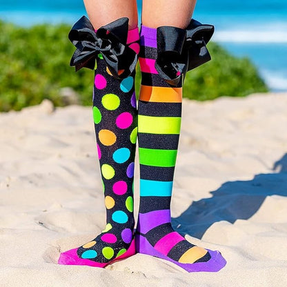 Liquorice Bows Knee High Socks