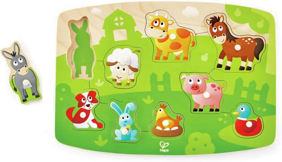 Hape Farm Animals Peg Puzzle Puzzle