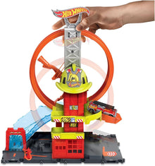 City Toy Car Track Set, Super Loop Fire Station & 1:64 Scale