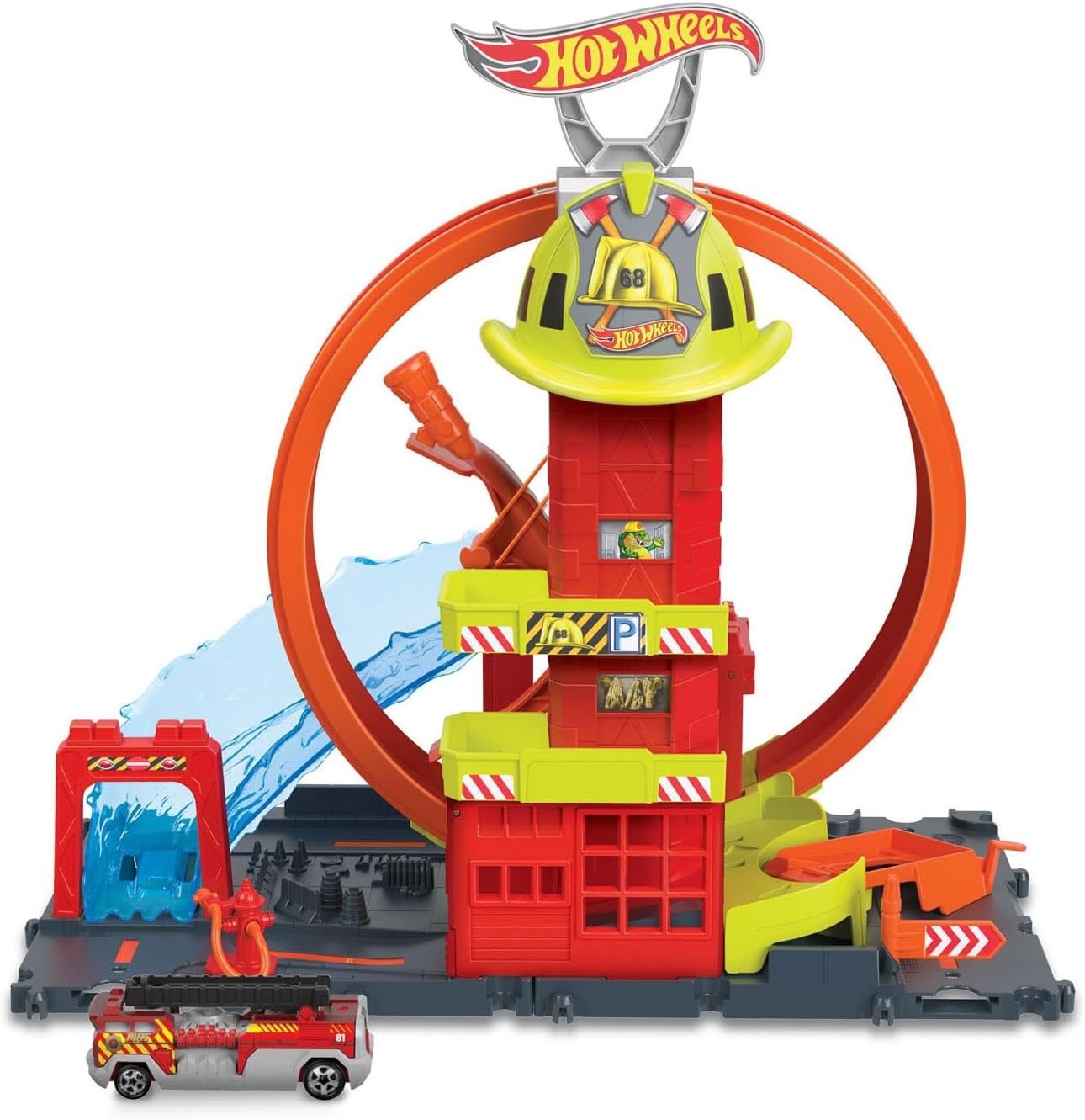 Mattel Hot Wheels City Toy Car Track Set, Super Loop Fire Station & 1:64 Scale - The Toy Store, Best Toys in Lebanon