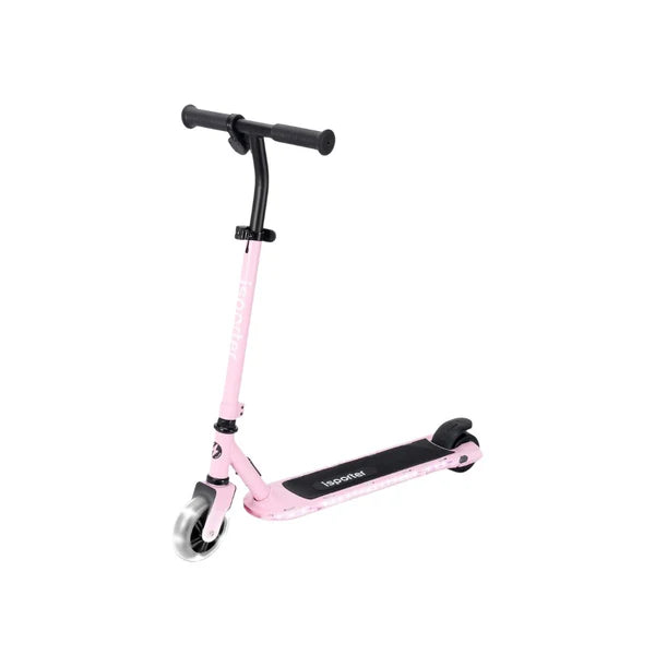 Pink iSporter Kid electric scooter with black handle grips and footboard