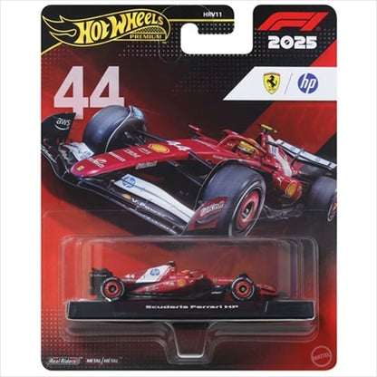 Hot Wheels Premium Formula 1 die-cast car #44 with Real Riders tires, red and black