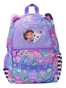 Smiggle 17-inch Gabby's Dollhouse purple character backpack with front zip pocket