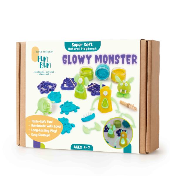 Glowy Monster playdough set box with monster shapes and molds