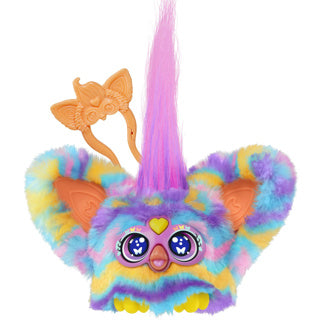 Furby Furblet Swee Dee Plüschtier mit buntem Fell und violettem Haar, große Augen