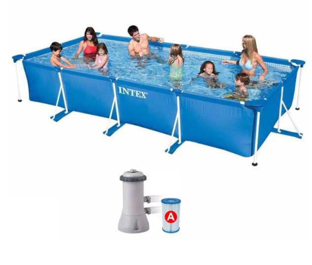 Rectangular frame pool set with filter pump and cartridge, blue, 450x220x84 cm