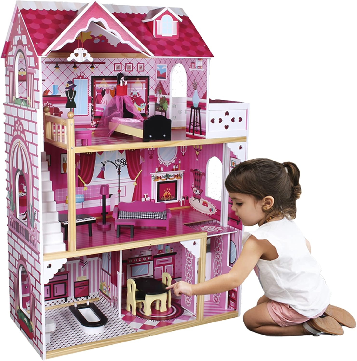 Kidkraft  Wooden Doll's House with Furniture, Manor House for Doll 3 levels  - The Toy Store, Best Toys in Lebanon