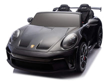 Schwarzer 24V Porsche 911 GT3 Elektro-Rutscher mit Gummireifen, Frontansicht
