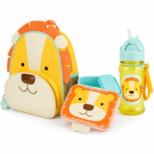 Kids zoo animal backpack, lion lunchbox and sippy water bottle set