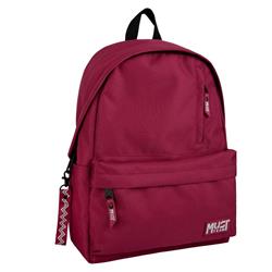 Backpack Must Team Monochrome Classic Burgundy with Grey 1 Main Compartment