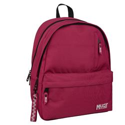 Backpack Must Team Monochrome Classic Burgundy with Grey 2 Main Compartments