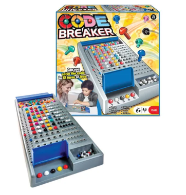 Code Breaker Game by Ambassador box and tabletop board game set with colored pegs