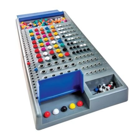 Code Breaker game board with colored pegs, numbered holes, and storage tray