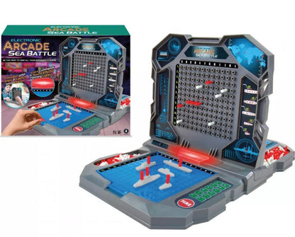 Electronic Arcade Sea Battle: electronic tabletop board with pegs and lever cannons